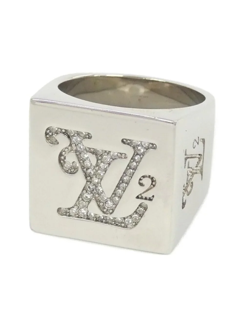 Louis Vuitton Bague Squared LV Strass M Ring